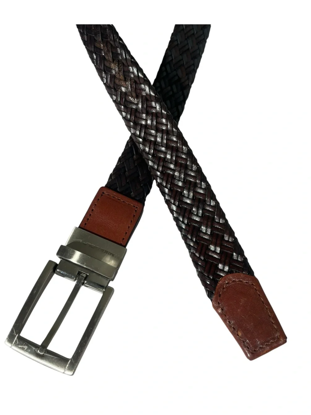 Nike Men’s Reversible Braided Woven Leather Belt Brown/Black Golf 46